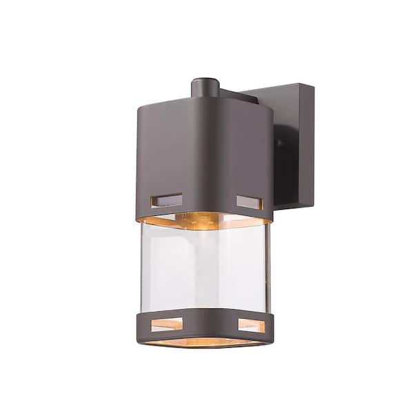 Unbranded Lestat 11-Watt 9.25 in. Deep Bronze Integrated LED Aluminum Hardwired Outdoor Weather Resistant Barn Wall Sconce Light