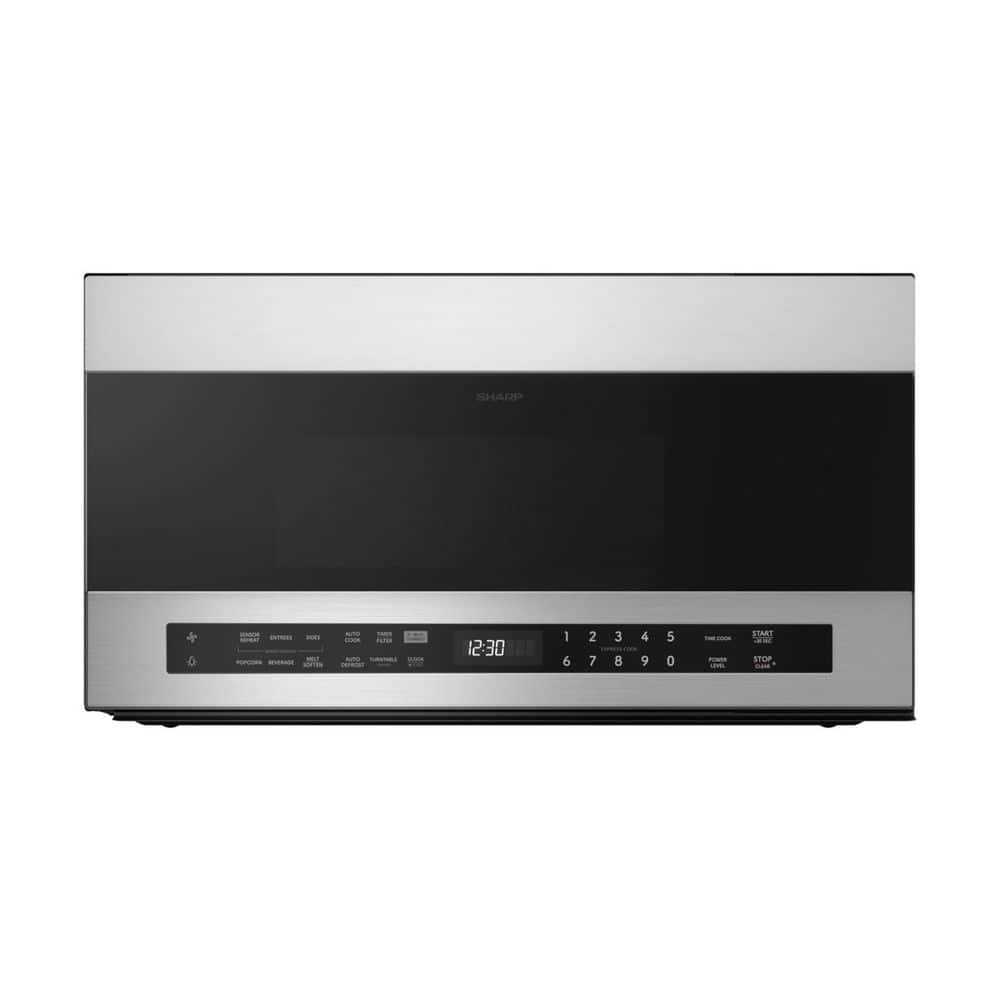 30 in. 1.9 cu. ft. Over the Range Microwave Oven, 1,100 Watts in Stainless Steel with Edge-To-Edge Black Glass