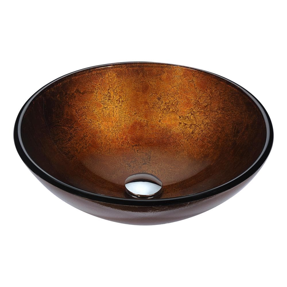 Posh Series Deco-Glass Vessel Sink in Amber Gold