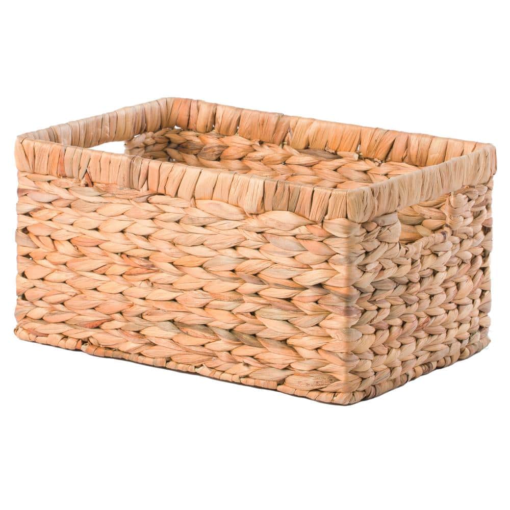 Medium Natural Woven Water Hyacinth Wicker Storage Bin