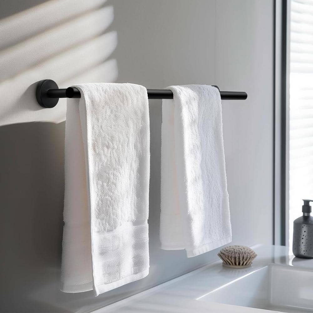 Matte Black 24-Inch Stainless Steel Wall-Mounted Towel Bar