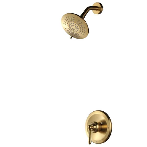 Single Handle 5-Spray Shower Faucet 1.8 GPM with Brass Pressure Balance Rough-in Valve Included in Gold