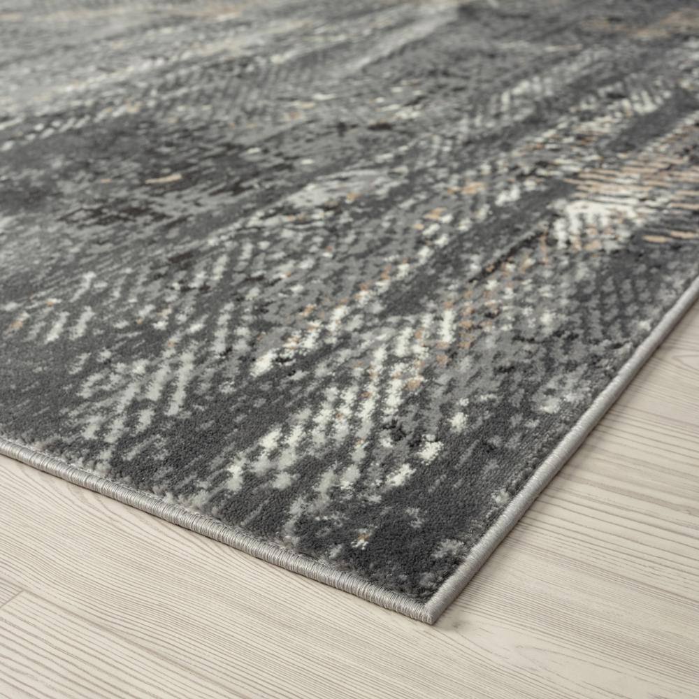 Gray and Black Abstract Rectangular Synthetic Area Rug