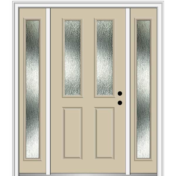 MMI Door 60 in. x 80 in. Left-Hand Inswing Rain Glass Wicker Fiberglass Prehung Front Door on 4-9/16 in. Frame
