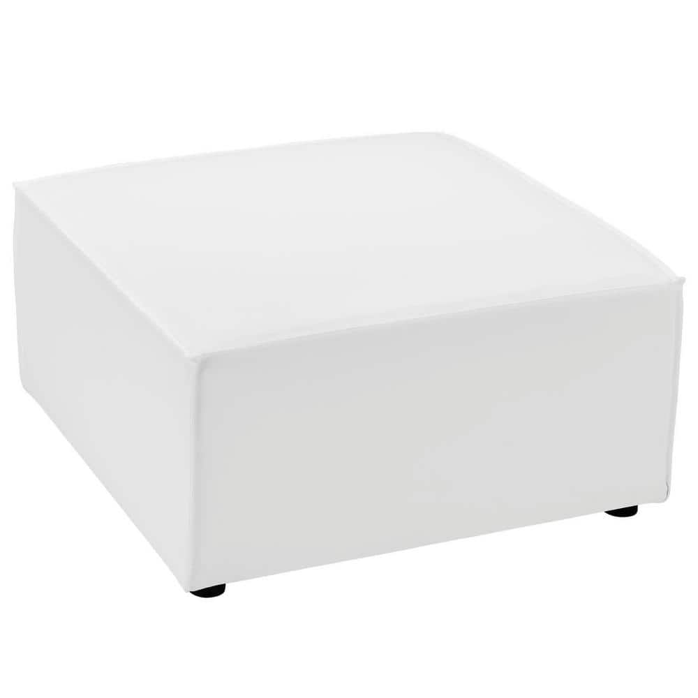 White Aluminum Outdoor Upholstered Ottoman