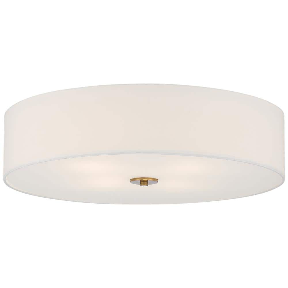 Transitional 24" Antique Brushed Brass LED Drum Flush Mount