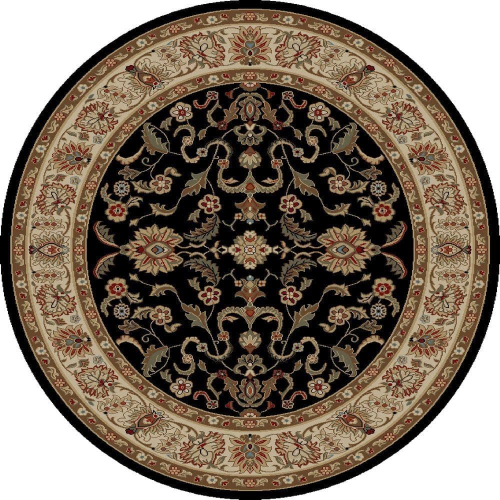 Concord Global Trading Ankara Agra Black 5 ft. Round Area Rug 65130 ...