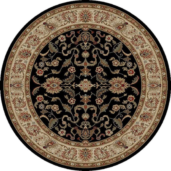 Concord Global Trading Ankara Agra Black 5 ft. Round Area Rug 65130 ...