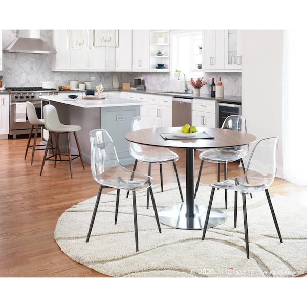 Clara Mid-Century Clear Acrylic and Black Modern Dining Chair (Set of 2)