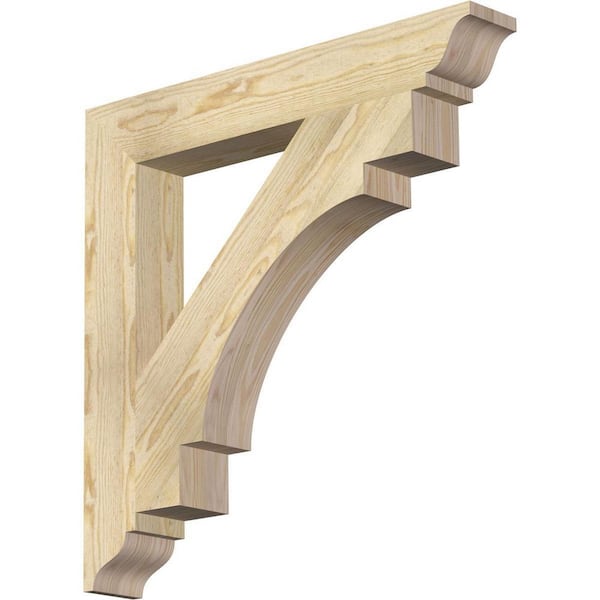 Ekena Millwork 4 in. x 28 in. x 28 in. Douglas Fir Merced Traditional Rough Sawn Bracket