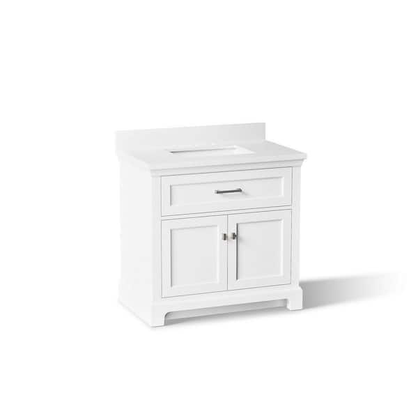 Charlemont 37 in. Single Sink Freestanding White Bath Vanity with White Quartz Top Assembled