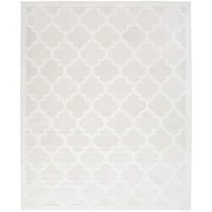 Easy Care Ivory/White 9 ft. x 12 ft. Geometric Contemporary Indoor Outdoor Area Rug