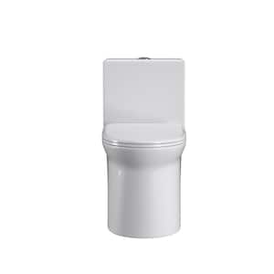 1-Piece 1.1/1.6 Gallons Per Flush (GPF) Dual Flush Elongated Toilet in White, Seat Included