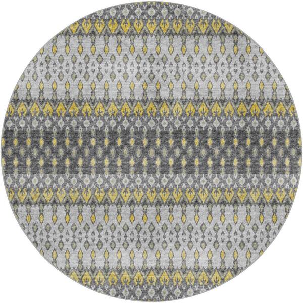 Dream Shag Premium Machine Washable Abstract ADS72 Gray 8 ft. x 8 ft. Round Rug