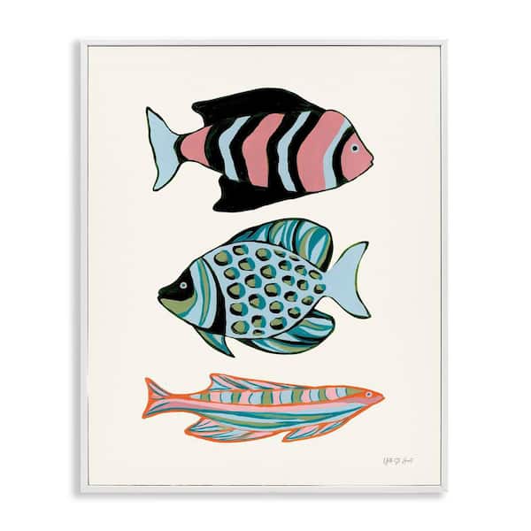 Tropical Fish Trio by Yvette St. Amant White Framed Coastal Giclee Art Print 30 in. x 24 in.