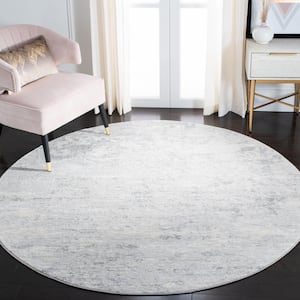 Brentwood Ivory/Gray 5 ft. x 5 ft. Round Abstract Area Rug