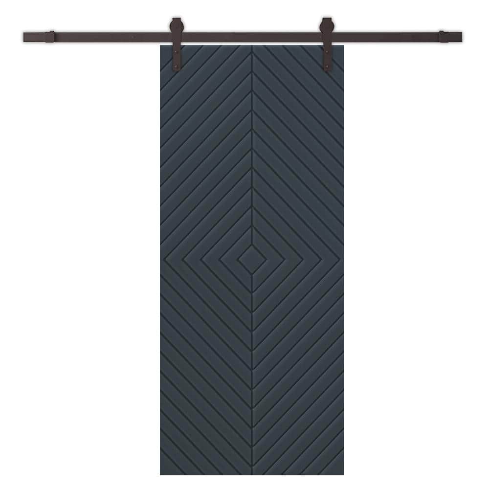 Diamond 42 in. x 96 in. Fully Assembled Charcoal Gray Painted MDF Modern Sliding Barn Door with Hardware Kit price history on PriceWatchPro