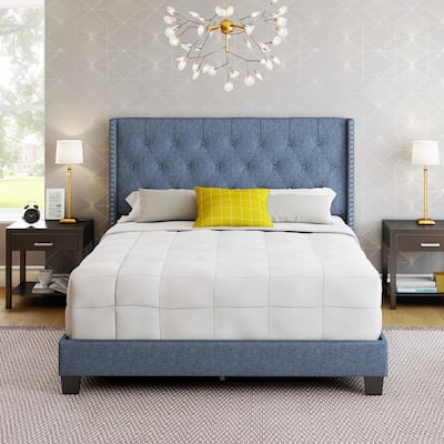 King Blue Beds Bedroom Furniture The Home Depot