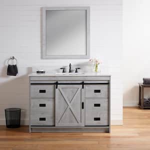 Rafter 48 in. W x 22 in. D Bath Vanity in White Wash with Engineered Stone Vanity Top in Carrara White with White Sink