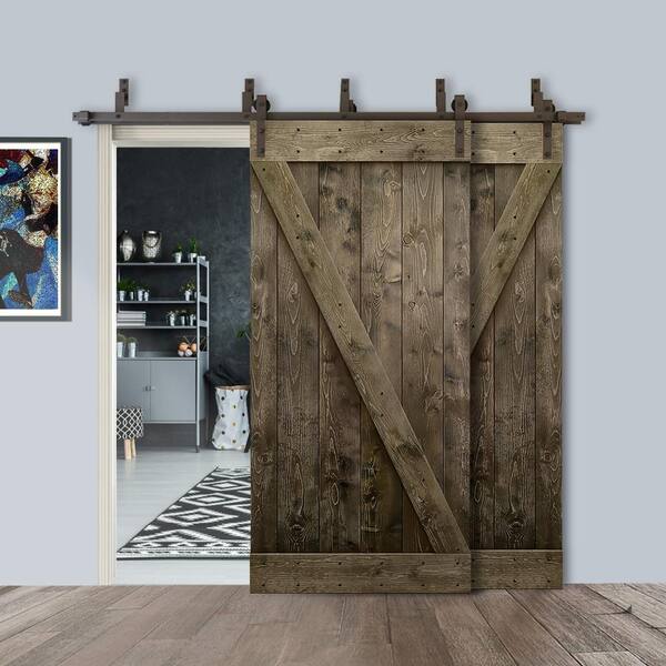 CALHOME 52 in. x 84 in. Z-Bar Bypass Espresso Stained DIY CALHOME 52 in. x 84 in. Z-Bar Bypass Espresso Stained DIY