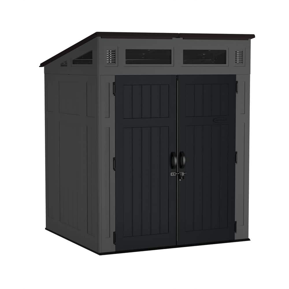 Peppercorn Black Resin Vertical Storage Shed with Windows