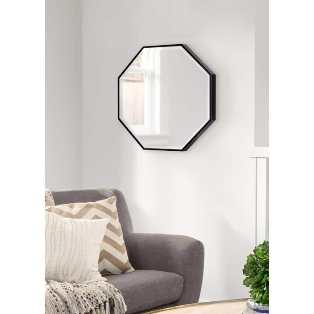 Rhodes Black Wood Octagon Vanity Wall Mirror