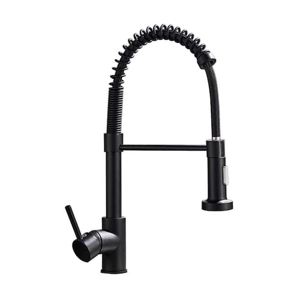 Staykiwi Single Handle Pull Out Sprayer Kitchen Faucet in Matte Black