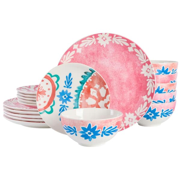 Spice BY TIA MOWRY Savory Saffron 18-PieceRound Fine Ceramic Dinnerware Set in Golden Red