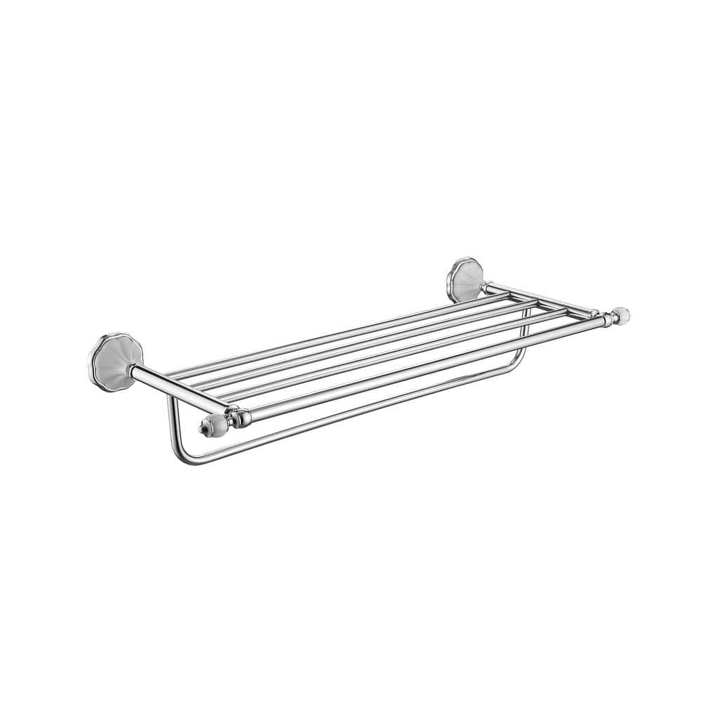 MODONA FLORA 24 in. Towel Rack in White Porcelain and Polished Chrome