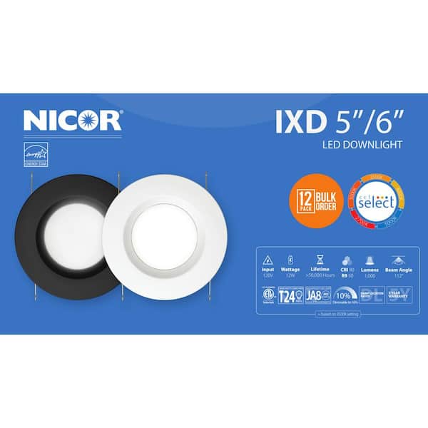NIKO！！！！ NICOR IXD 6 in. White Selectable CCT Housing Required Integrated