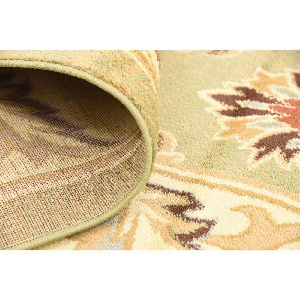 Green Floral Square Stain-Resistant Synthetic Area Rug