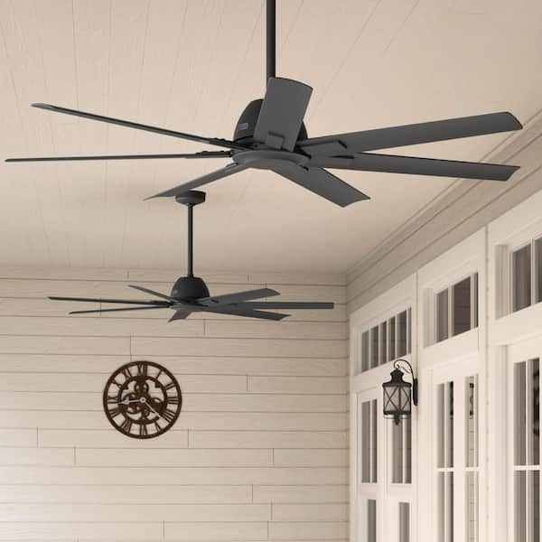 Downtown 60 in. 6-Speed Indoor/Outdoor Ceiling Fan in Matte Black with Wall Control For Patios or Bedrooms