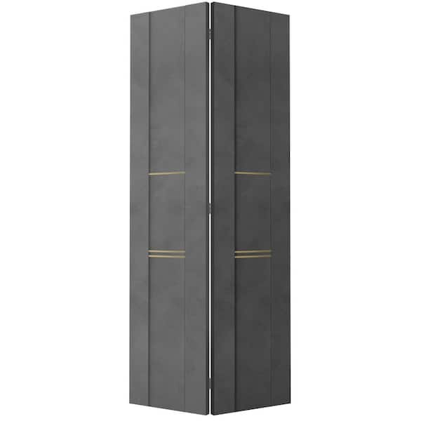 Belldinni Vona 01 3H Gold 48 in. x 79.375 in. Solid Composite Core Wood Dark Urban Finished Bifold Door with Hardware