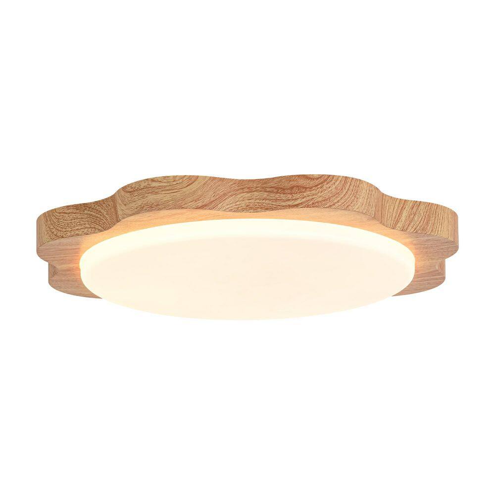 Hayden 19.7 in. Modern Farmhouse Dome Oil Rubbed Brown Wood-Look LED Flush Mount Ceiling Light for Kitchen Island price history on PriceWatchPro