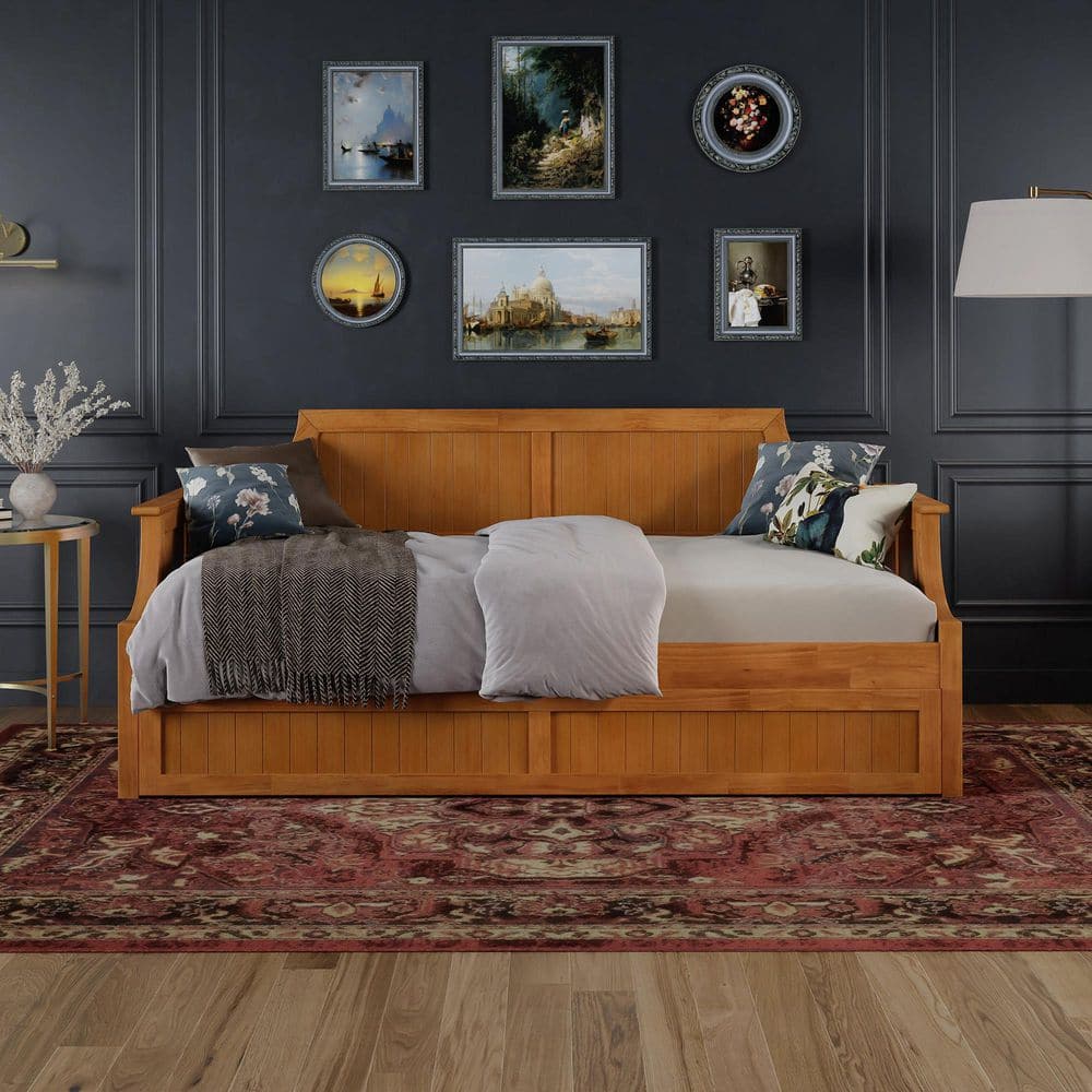 Cambridge Light Toffee Natural Bronze Twin Solid Wood Daybed with Twin Trundle