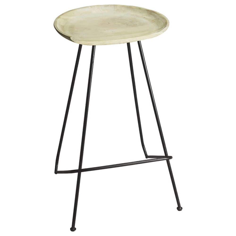 Cappuccino Cream Solid Mango Wood and Black Steel 31" Bar Stool