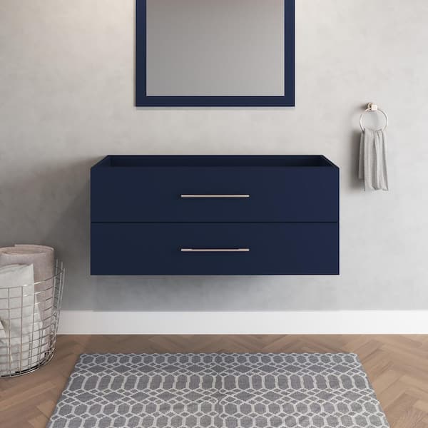 VOLPA USA AMERICAN CRAFTED VANITIES Napa 48 in. W x 20 in. D x 21 in. H Single Sink Bath Vanity Cabinet without Top in Navy Blue, Wall Mounted