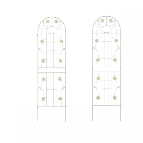 71 x 20 in. Metal Garden Trellis 2-Pack Rustproof Plant Support for Climbing Plants, Whtie