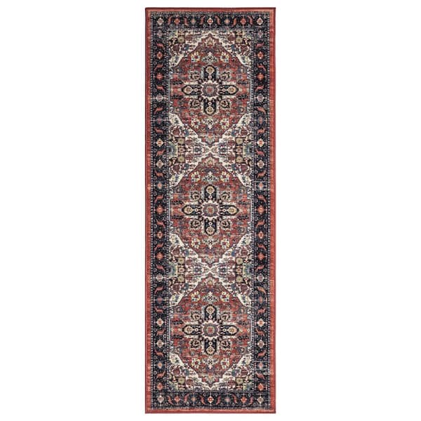 Concord Global Trading Eden Collection Antique Medallion Rust 2 ft. x 7 ft. Machine Washable Traditional Indoor Area Rug