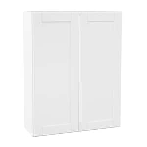 Shaker 33 in. W x 12 in. D x 42 in. H Assembled Wall Cabinet in Satin White