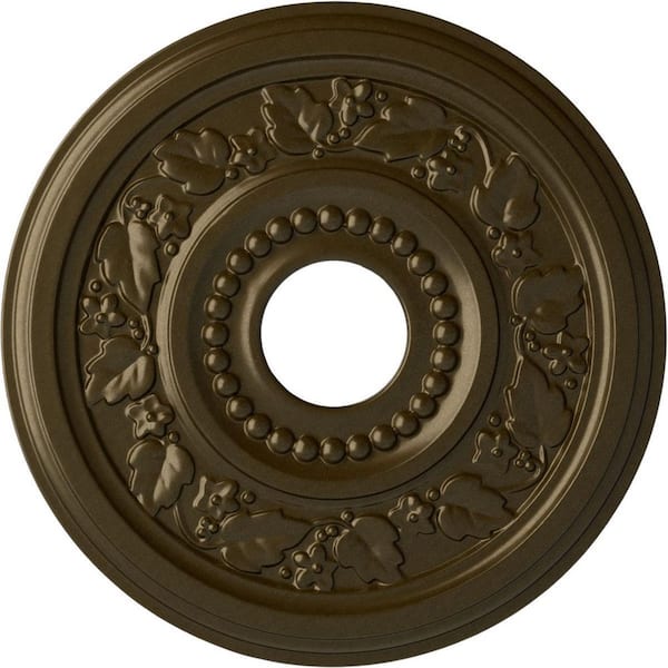 Ekena Millwork 7/8" x 16-1/8" x 16-1/8" Polyurethane Genevieve Ceiling Medallion, Brass