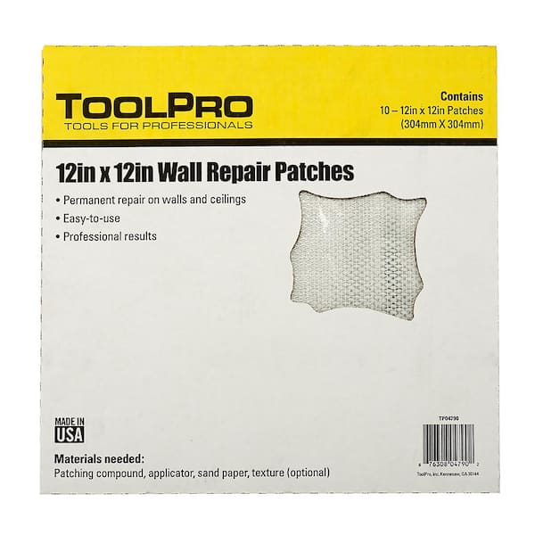 Toolpro 12 x 12 Wall Repair Patches, 10 Pack of Patches