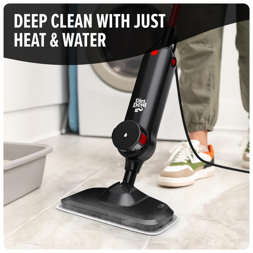 Black Corded Steam Mop for Hardwood and Tile Floors