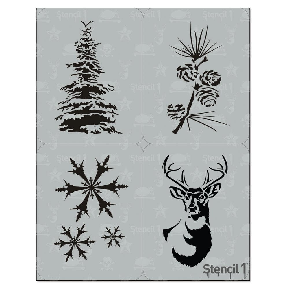 Snowflake Floral Star Tile Furniture Craft Stencils - Christmas Decor