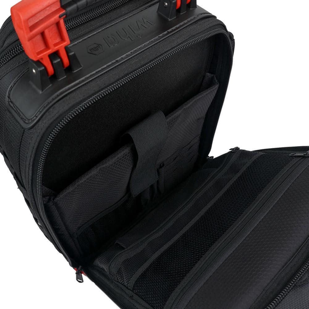 Heavy Duty Black and Red Tool Hauler Backpack