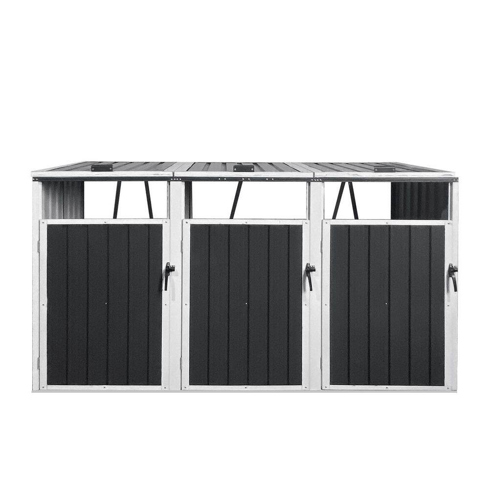 Rectangular Sherd 7.28 ft. W x 2.68 ft. D Metal Rectangle Lockable Garbage Bin Shed with ...