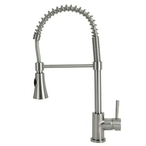 Residential Single-Handle Pull-Down Sprayer Kitchen Faucet with Spring Coil Arm in Brushed Nickel