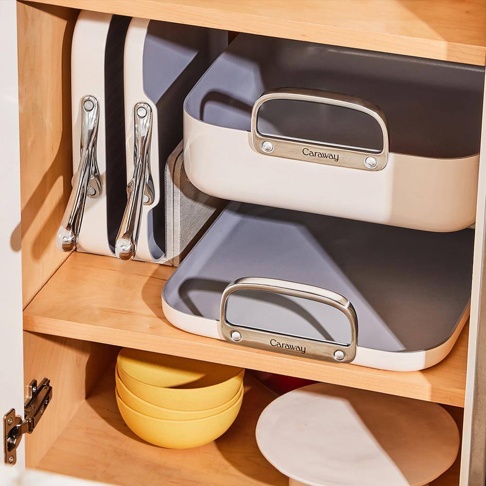 Cream Stainless Steel Non-Stick Square Cookware Set