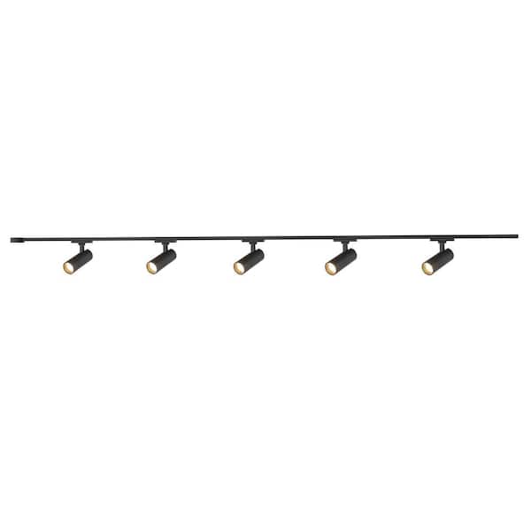 Paolo 5 Light (2-in) Black dimmable 4000K LED Trilo Track Ceiling Kit