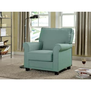 Delphine Blue Contemporary Padded Linen Arm Chair